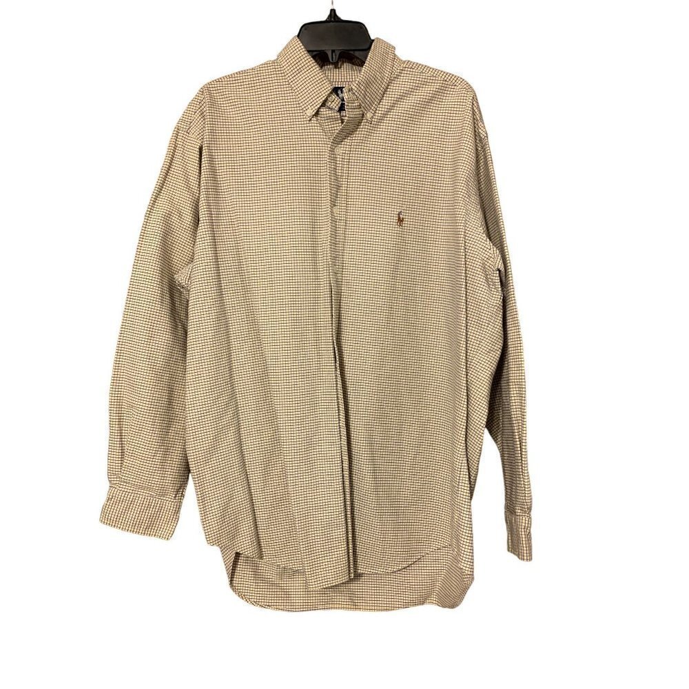 Ralph Lauren Tricolor Pony Long Sleeve Button Down Yellow and Purple L